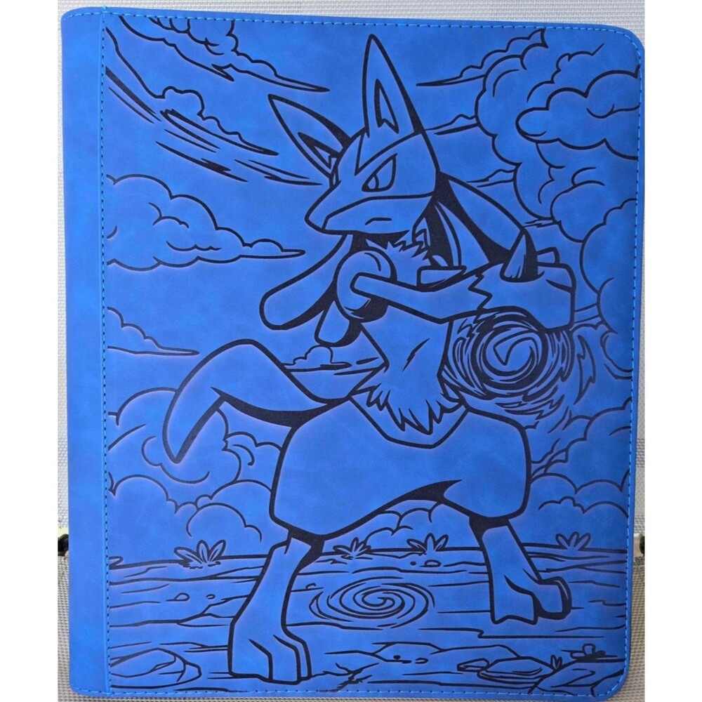 Pokemon Lucario 9 Pocket Engraved BLUE  Top Loader Binder 252 Cards New